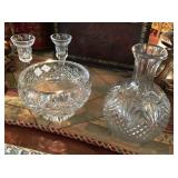 Crystal pieces, Waterford candle sticks 
