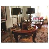 Decoratives, lamps, antique table