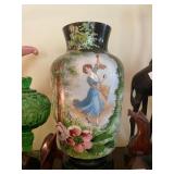 Antique Hand painted vase on milk glass  