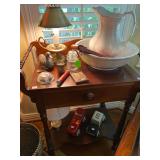 Antique Wash Stand with Royal Ironstone, Johnson Brothers and Bowl and Pitcher from England 