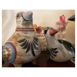 Ceramic Mexican Birds, Tonala pottery  