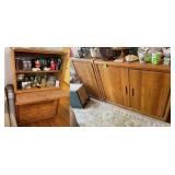 Matching Set 1980s oak wood buffet with matching two china cabinets, chest ...  