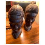Pair of Hand carved African Ebony Heads  