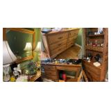Vintage Maple Bedroom Furniture set, Dresser, Mirror, Vanity, Bookcase  
