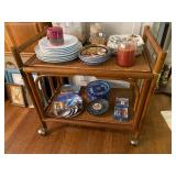 Vintage Bamboo Rolling Cart, Salad Plates from Italy, Classic Rose, Rosenth...  