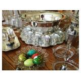 Silver plated punch bowl set