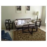 Victorian sofa, oval coffee table, matching end tables