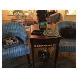 side chairs, ent table and decoratives
