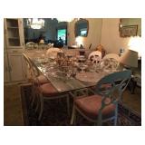 Dining room set with glass top and crystal