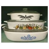 Various designs of Corning ware