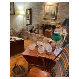 Antique Dough Box, Crystal Candle holders, Rocking Chair and more