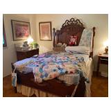 Full size Walnut Antique Carved Bed