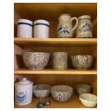 Assorted Antique Spongeware and Stoneware bowls and crocks 