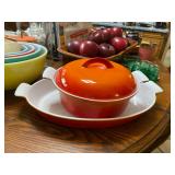 Descoware Belgium enamelware bright orange cookware