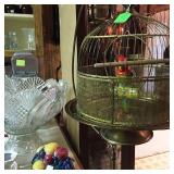 Bird cage with stand, punchbowl