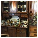 Hossier cabinet and glassware decoratives