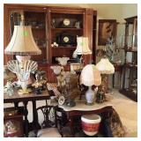Lamps, china cabinet, crystal