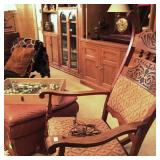 Antique rockers, leather ottoman