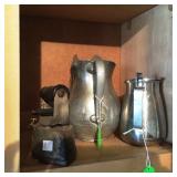 Vintage pitchers and iron