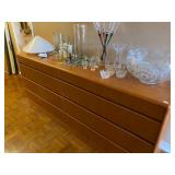 Danish Teakwood Dresser and Crystal items