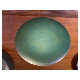 Green Enamelware Plate signed by Jade Snow Wong