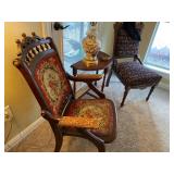 Victorian Needlepoint Folding Chair, East Lake Needlepoint Side Chair