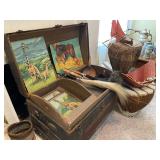 Antique Steamer Trunk and Paint by number art