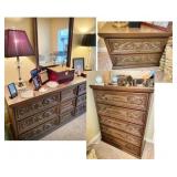 Vintage Bassett Bedroom Suite, Dresser, Chest, Nightstand