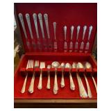 Silver plate flatware set by DW Rogers with case