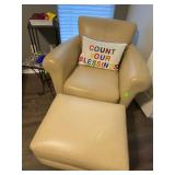 Beige Swivel Leather side Chair, made by Superb Creations and Mosaic Side Table