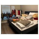 King Size adjustable bed with black leather headboard