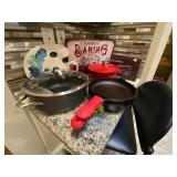 Red Cast Iron Dutch Oven, Chefmate and Calphalon Dutch Ovens