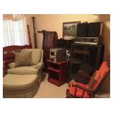 Chair and ottoman, electronics