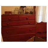 Fruitwood chest and headboard