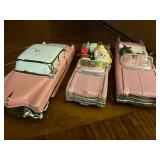 Diecast Car - 3 small Pink Cadillacs