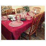 Rectangular glass top table and six chairs