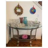 Entryway Metal Based Table with Glass Top