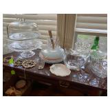 Large Assortment of Cake Platters, Flat and Pedestals