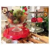 Decorative fruit and glassware serving pieces