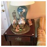 Lamp and mahogany end table 