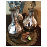 Mercury glass decorative decanters