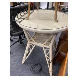 Round Antique Wicker Occassional Table 