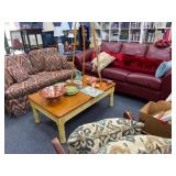 Red Leather Sofa, Fabric Settee