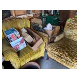 Antique framed overstuffed chairs