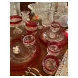 Kings Crown Cranberry Flash Thumbprint Glassware