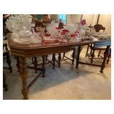Antique Walnut Dining Room Table with leaf and 6 chairs