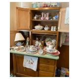 Antique Hoosier Cabinet filled with vintage, antiques, dishes and serving pieces2 Antique Hoosier 
