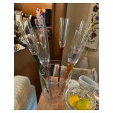 Long stem footless Celebratory Champagne Flutes with vase