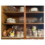 Assortment of Crystal, Glassware, Cups and Saucers, and Decoratives