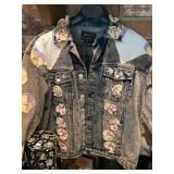 Blue Jean Jacket decorated with pansies